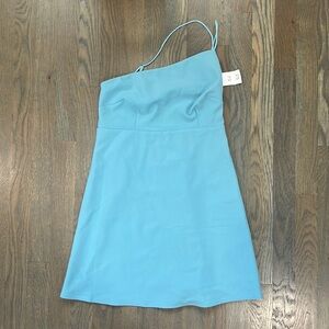 Abercrombie & Fitch Light Blue One-Shoulder Slip Dress